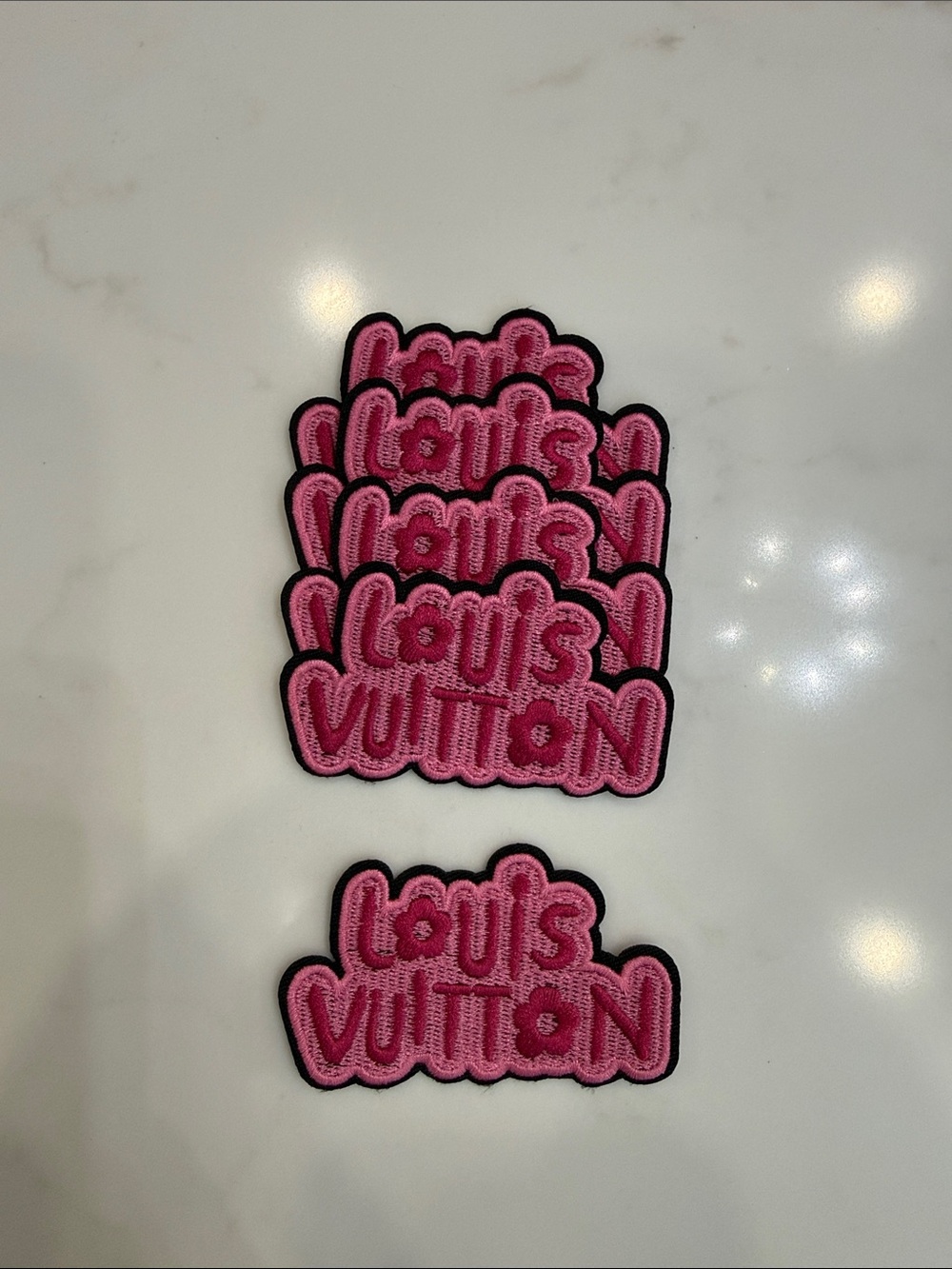 Hand Crafted Pink Bubble Iron On Logo Patches